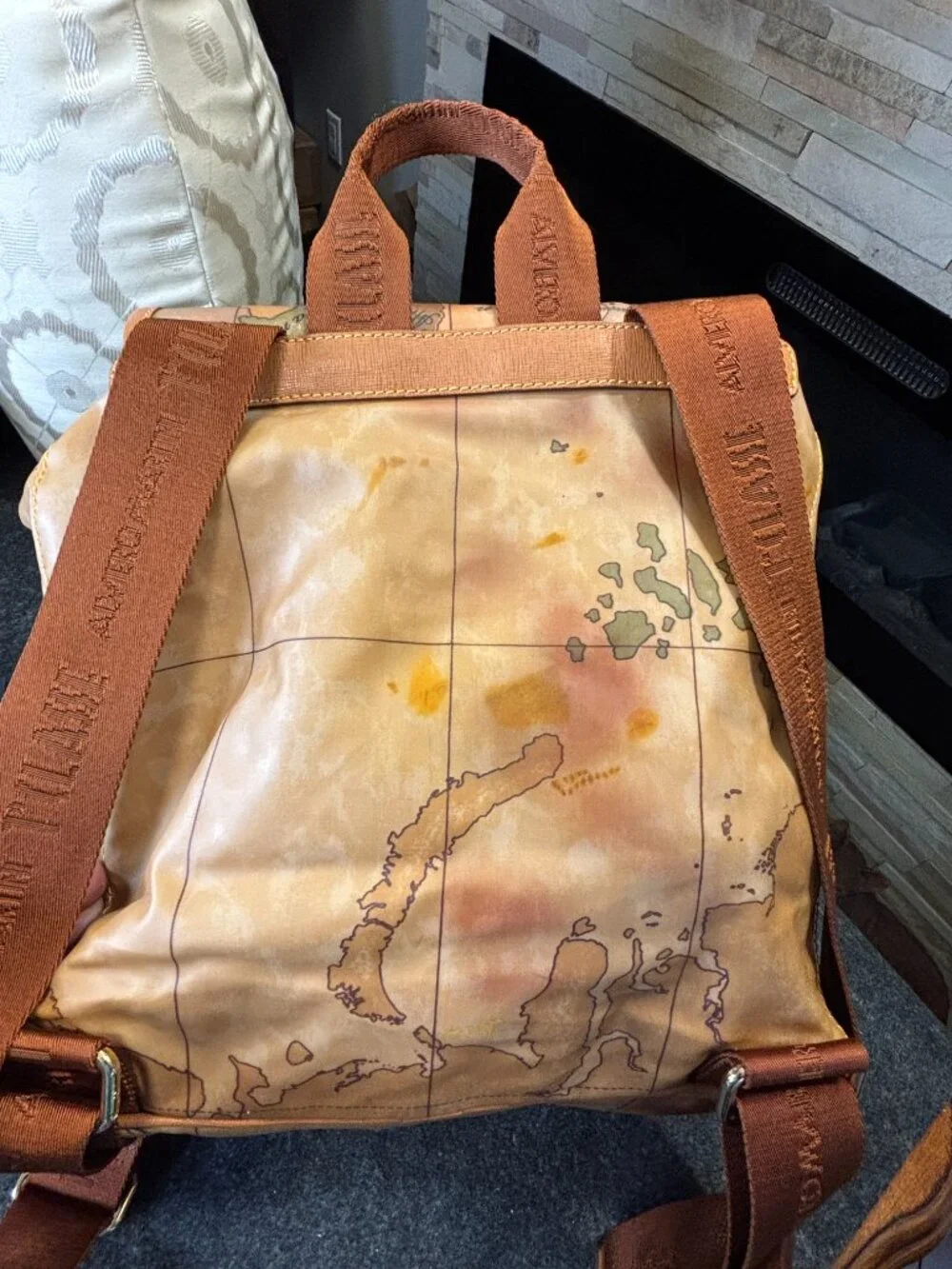 Alviero Martini 1a Classe Geo Soft Map Backpack Double Pocket - Good Condition